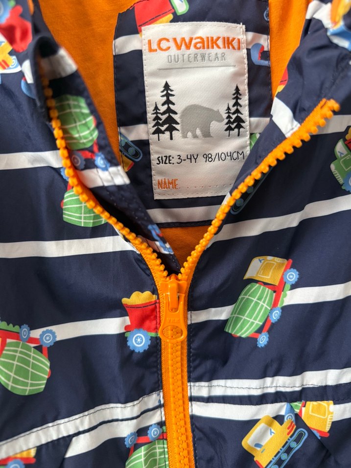 Çocuk Renkli Baskılı Fermuarlı Yağmurluk - Görsel 3