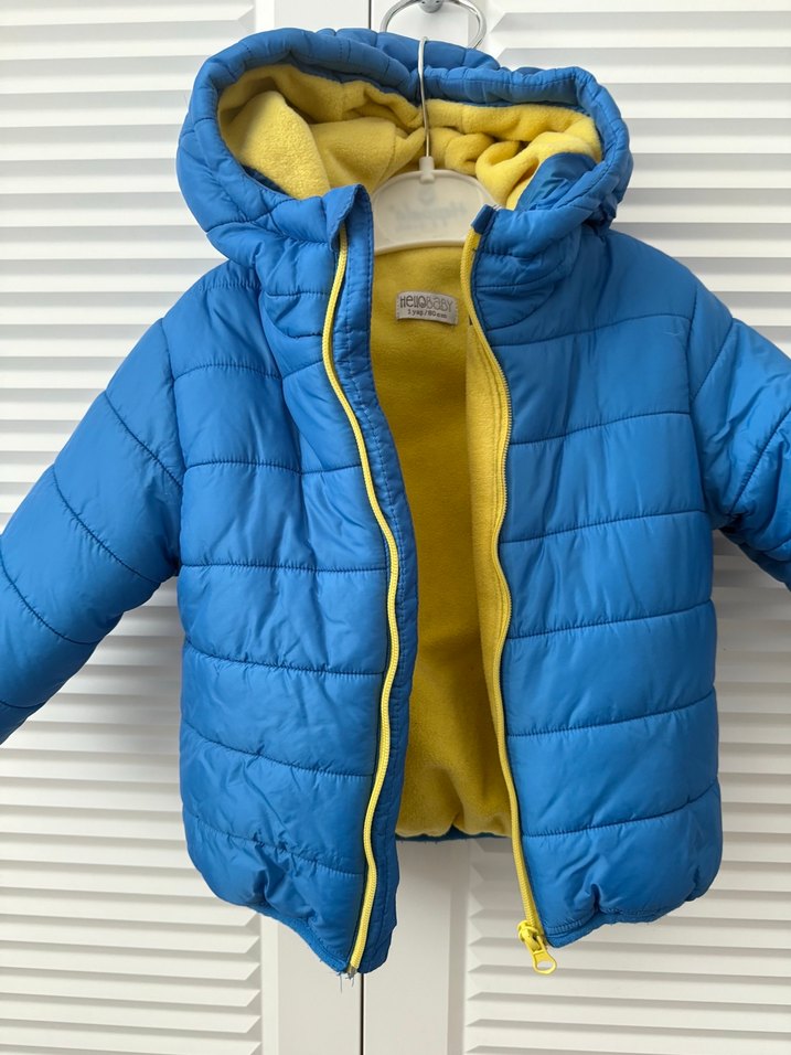 Mavi Erkek Çocuk Kapüşonlu Kulaklı Mont - Görsel 2