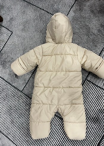 Bebek Kız Kapüşonlu Beyaz Kar Tulumu - Görsel 2
