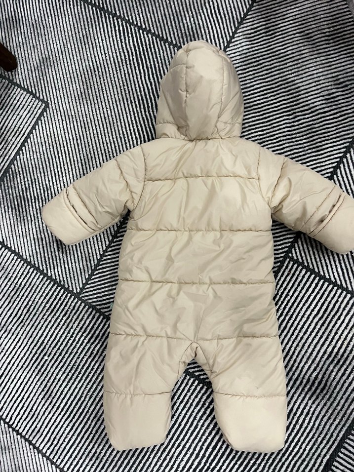 Bebek Kız Kapüşonlu Beyaz Kar Tulumu - Görsel 2