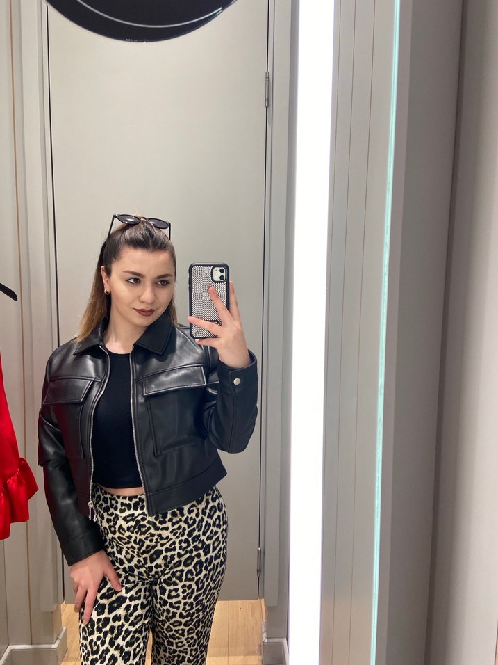 Siyah Deri Kadın Ceket - Görsel 2