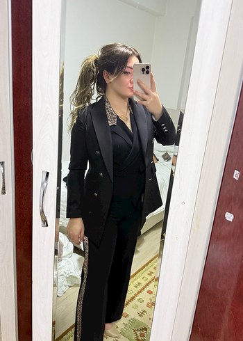 Siyah Düğmeli Kadın Blazer Ceket - Görsel 4