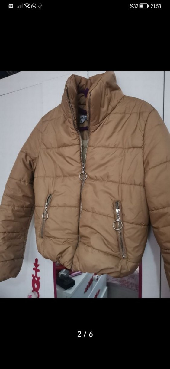 Kahverengi Kemerli Kısa Kadın Kışlık Mont - Görsel 2