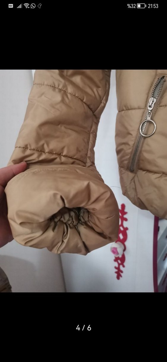 Kahverengi Kemerli Kısa Kadın Kışlık Mont - Görsel 5