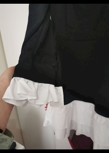 Siyah Fırfırlı Uzun Kollu Gotik Midi Elbise - Görsel 3