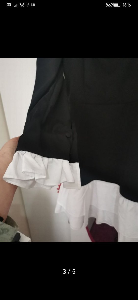 Siyah Fırfırlı Uzun Kollu Gotik Midi Elbise - Görsel 3