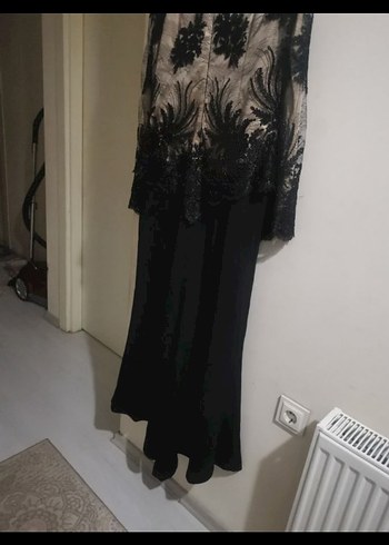 Dantel Detaylı Siyah Uzun Kollu Gotik Abiye Elbise - Görsel 5