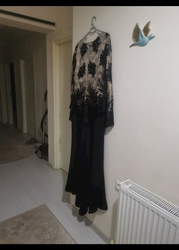 Dantel Detaylı Siyah Uzun Kollu Gotik Abiye Elbise - Görsel 6