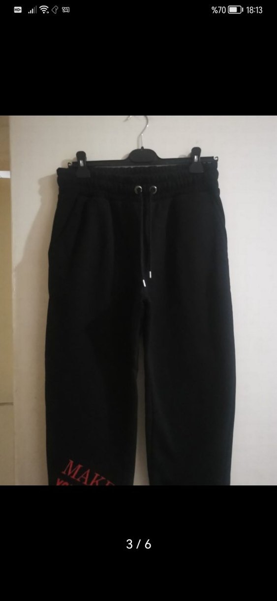 Siyah Rahat Kesim Kadın Eşofman Altı - Görsel 4