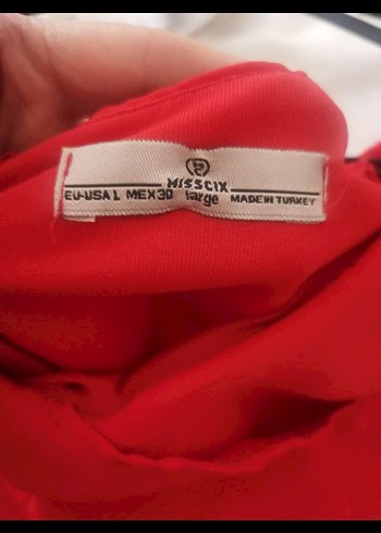 Kırmızı Straplez Uzun Kollu Mini Elbise - Görsel 4