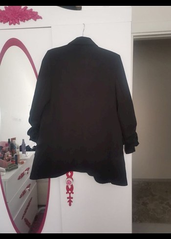 Siyah Kadın Ofis Blazeri kolları büzgülü - Görsel 5