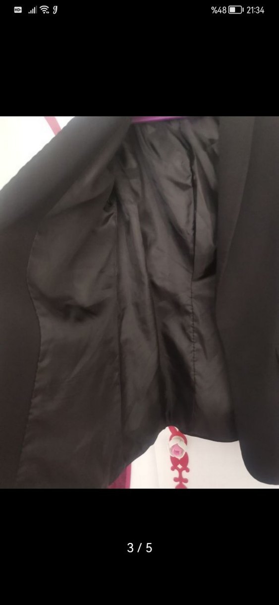 Siyah Kadın Ofis Blazeri kolları büzgülü - Görsel 3