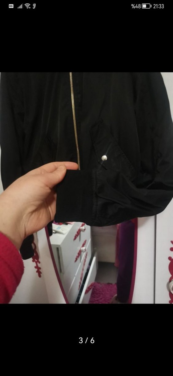 Siyah Fermuarlı Yüksek Yakalı Kadın Ceket - Görsel 3