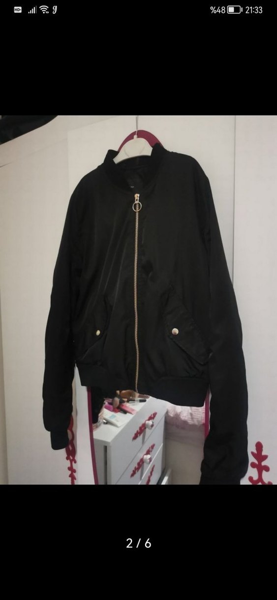 Siyah Fermuarlı Yüksek Yakalı Kadın Ceket - Görsel 2