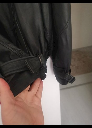 Siyah Deri Kadın Mont  Salaş - Görsel 8