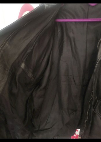 Siyah Deri Kadın Mont  Salaş - Görsel 4