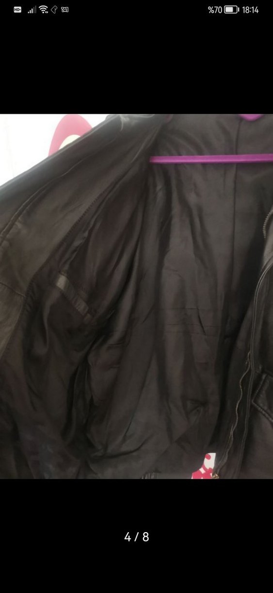 Siyah Deri Kadın Mont  Salaş - Görsel 4