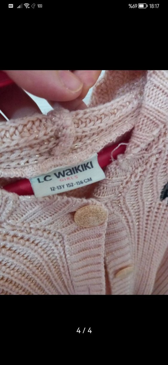 Kızlar için Nakışlı Pembe Örgü Hırka - Görsel 4