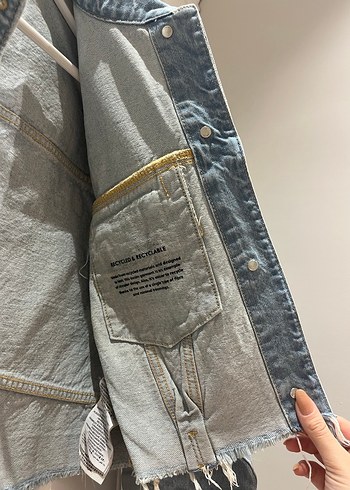 m Beden mavi Renk Kadın Mavi Düğmeli Denim Ceket