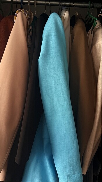 38 Beden mavi Renk Keten Blazer ceket