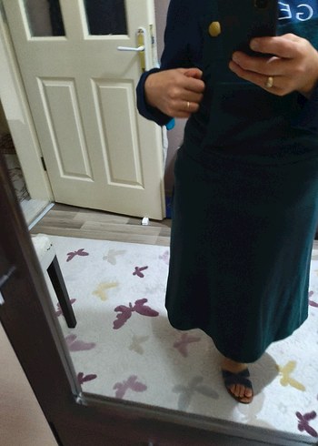 yeşil  çapraz askılı  elbise - Görsel 2