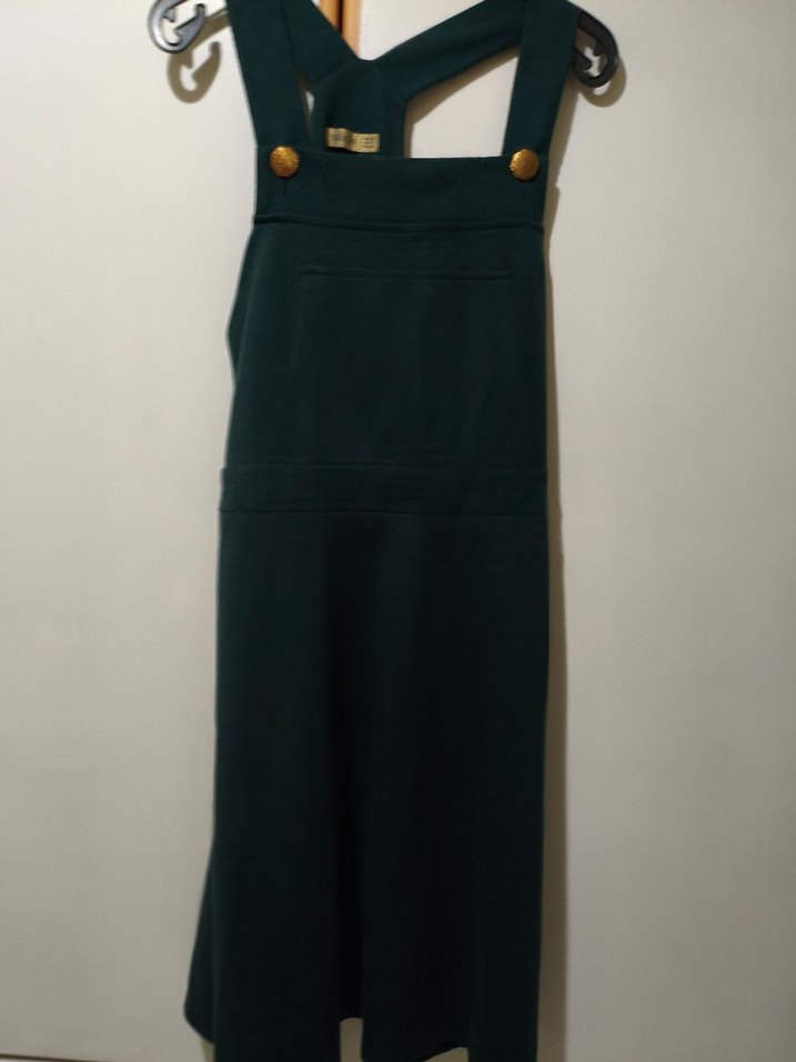 yeşil  çapraz askılı  elbise - Görsel 4