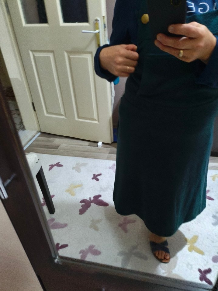 yeşil  çapraz askılı  elbise - Görsel 2