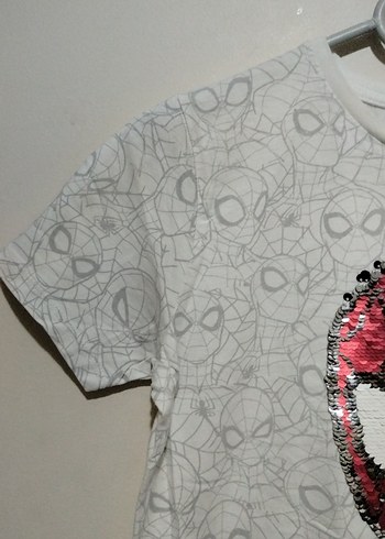 10 Yaş Beden gri Renk Erkek Çocuk Kısa Kollu Spiderman Tişört