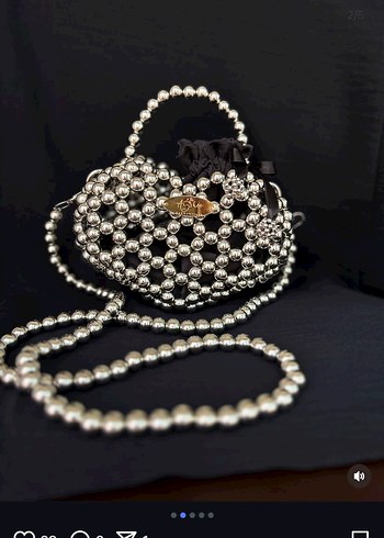 Metal Boncuklu Parisian Siyah Omuz Çantası