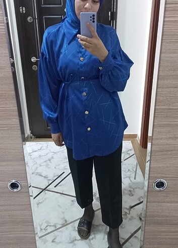 Şık Saten Gömlek Tunik 