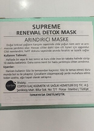  Beden Renk KULLANILMAMIŞ SENSİLİS ARINDIRICI MASKE 