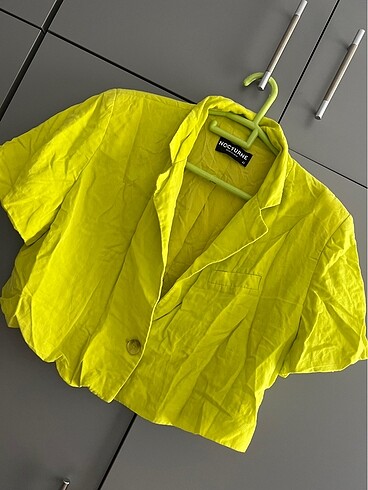 42 Beden sarı Renk crop blazer