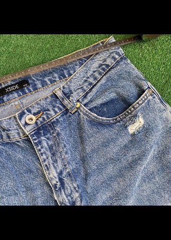 Düğmeli Gri Midi Boy Kot Pantolon - Görsel 3