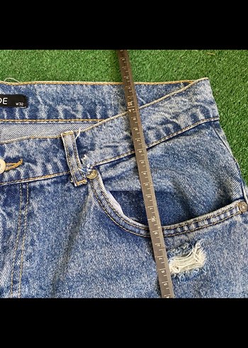 Düğmeli Gri Midi Boy Kot Pantolon - Görsel 4