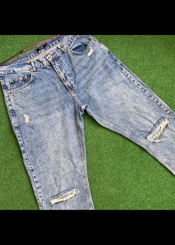 Düğmeli Gri Midi Boy Kot Pantolon - Görsel 2