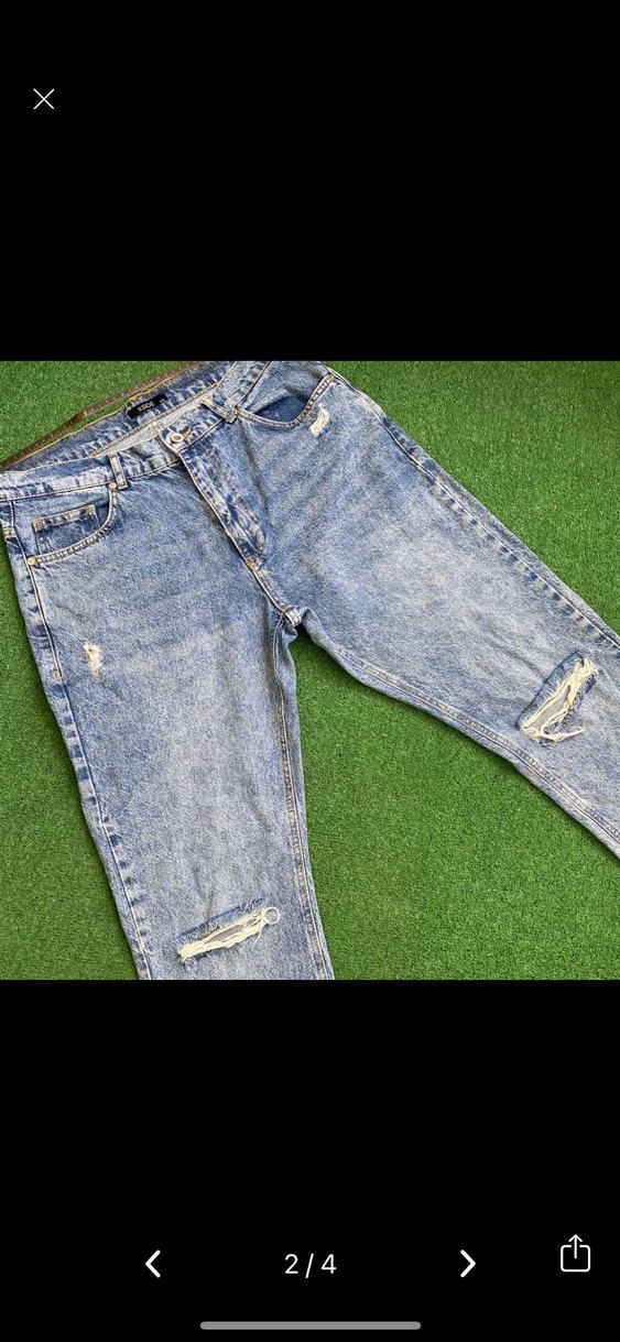 Düğmeli Gri Midi Boy Kot Pantolon - Görsel 2