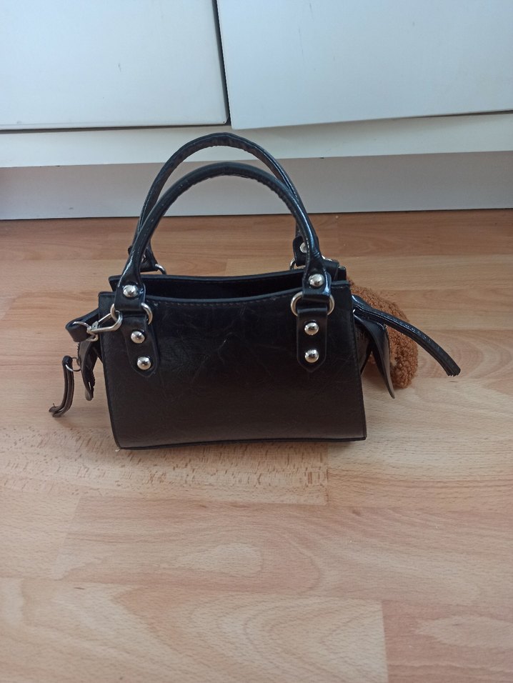 siyah küçük mini el çantası - Görsel 2