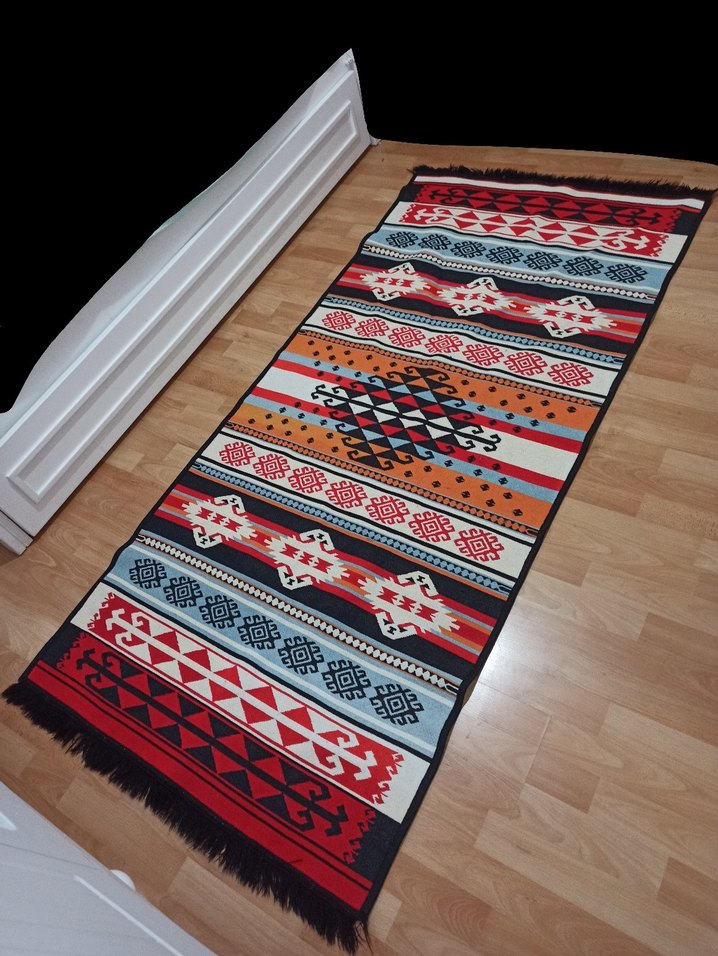 Etnik Desenli Çok Renkli Halı kilim - Görsel 2