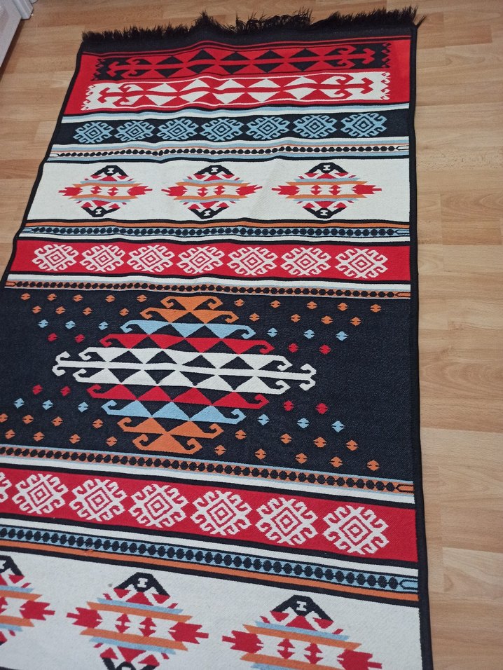 Etnik Desenli Çok Renkli Halı kilim - Görsel 3