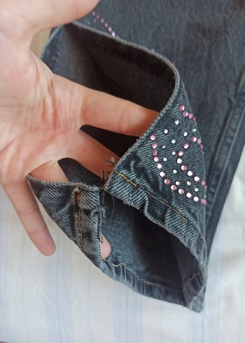 hello kitty Payet Detaylı Siyah Salaş Kot Pantolon - Görsel 10