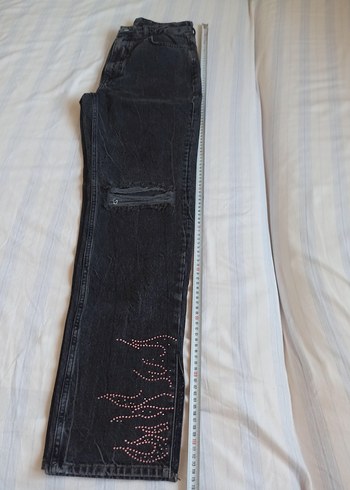 hello kitty Payet Detaylı Siyah Salaş Kot Pantolon - Görsel 7