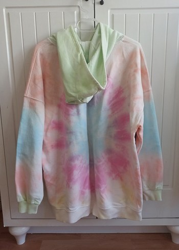 mavi batik Pastel Renkli Kapüşonlu Sweatshirt - Görsel 2