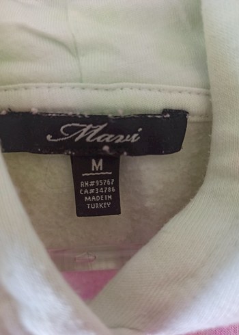 mavi batik Pastel Renkli Kapüşonlu Sweatshirt - Görsel 3