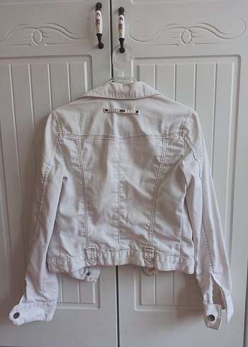 Mango Düğmeli Beyaz Kadın Denim Ceket