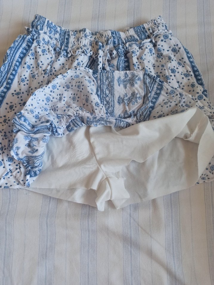 Mavi Bohem Mini Şort etek Fırfırlı - Görsel 3