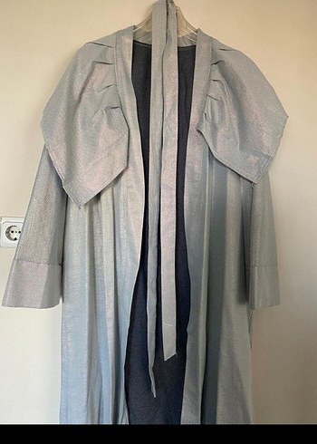 Uzun Gri Kadın Sabahlık - Görsel 3