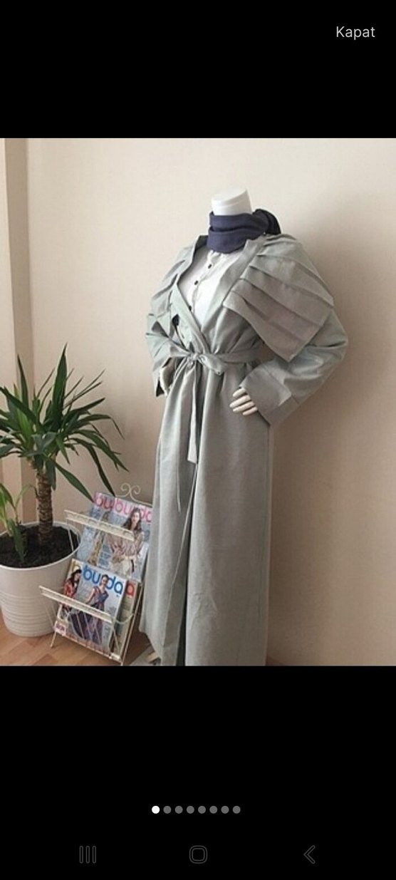 Uzun Gri Kadın Sabahlık - Görsel 2