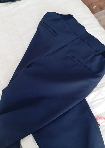 Kadın Lacivert Rahat Kesim Kumaş Pantolon - Görsel 3