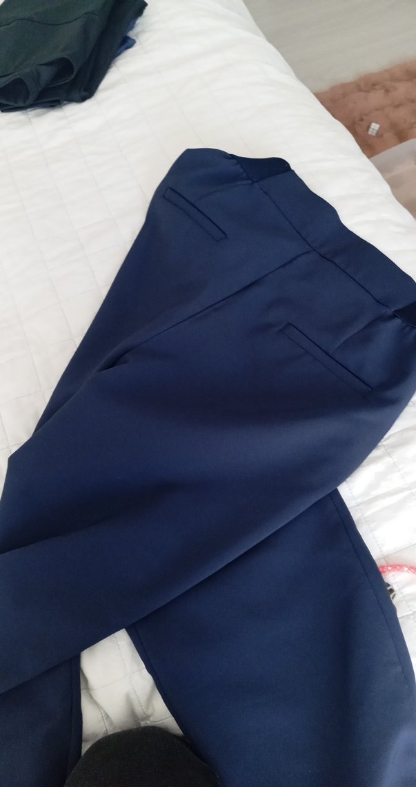 Kadın Lacivert Rahat Kesim Kumaş Pantolon - Görsel 3