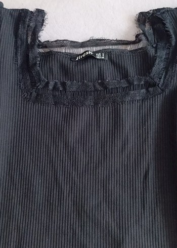 Uzun Kollu Siyah Gotik Fırfırlı Bluz - Görsel 2